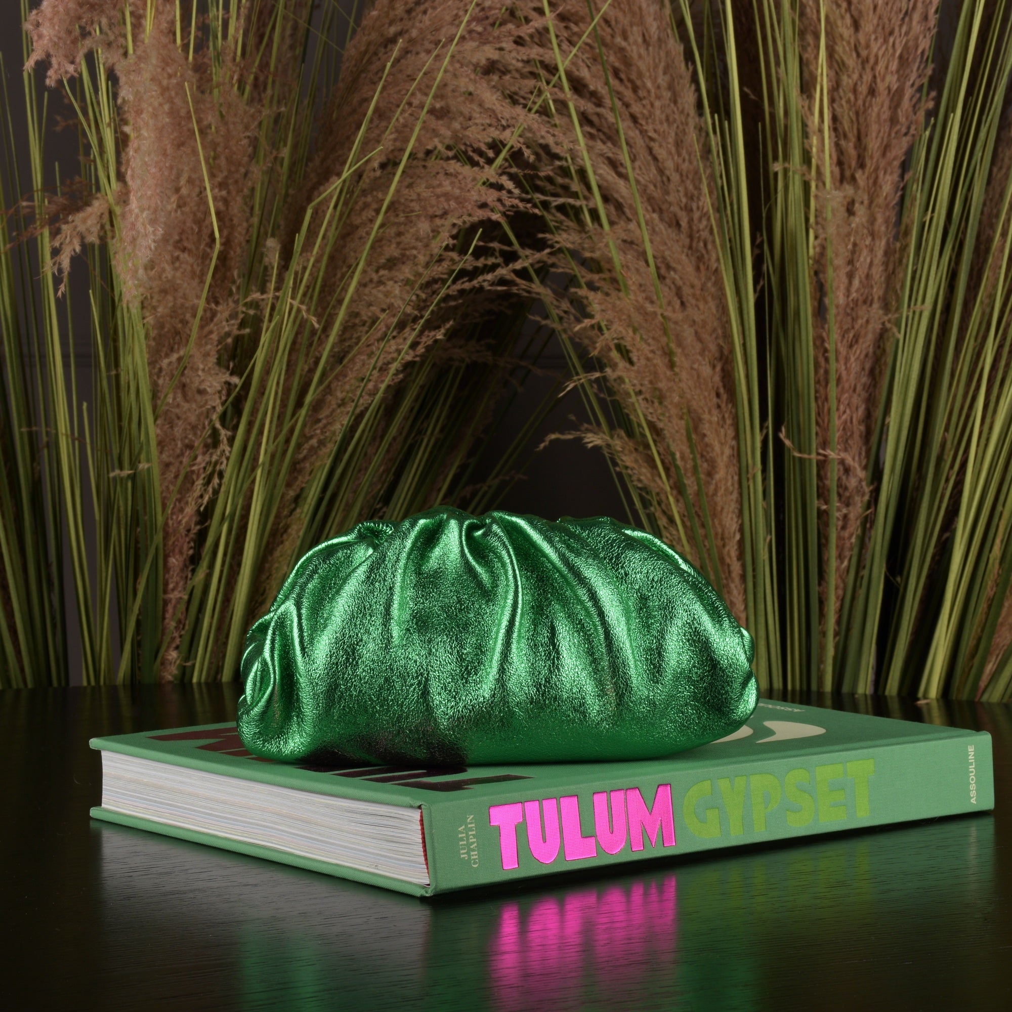 Green Clutch Leather