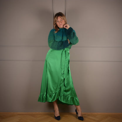 Forest green skirt silk handdyed