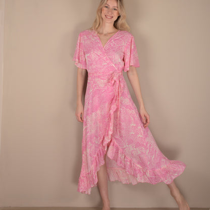 Wrap Dress Snake Pink Print