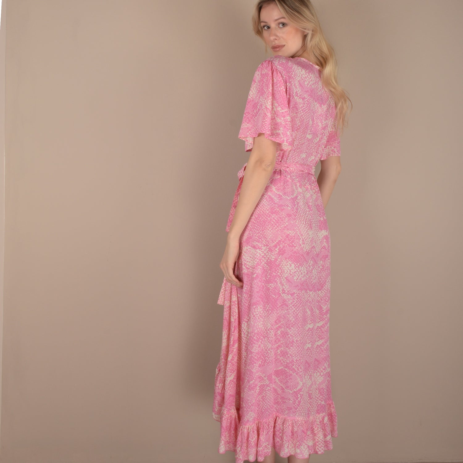 Pink Snake Print Dress Handmade