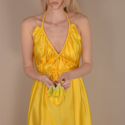 silk dress yellow sun