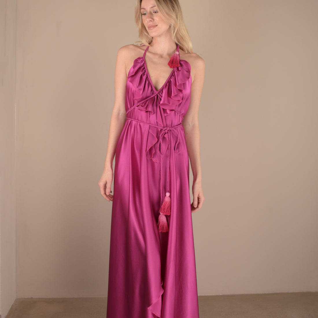 NAF 100 % Silk Dress Fuchsia