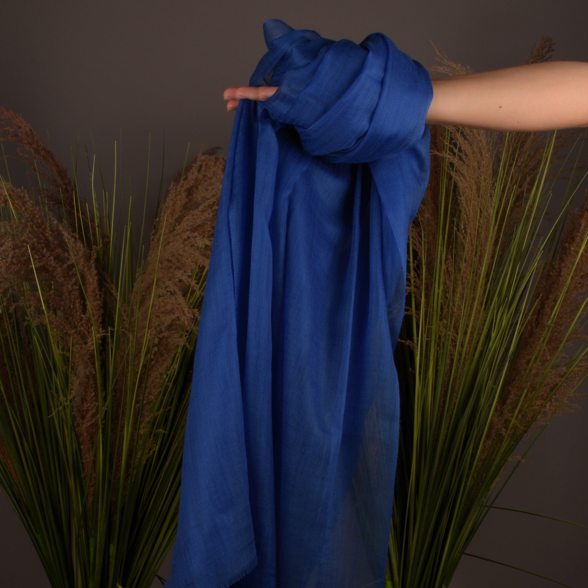 Lightweight majorelle blue cashmere scarf