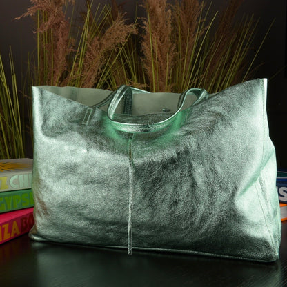 Shopper Bag Mint Leather large